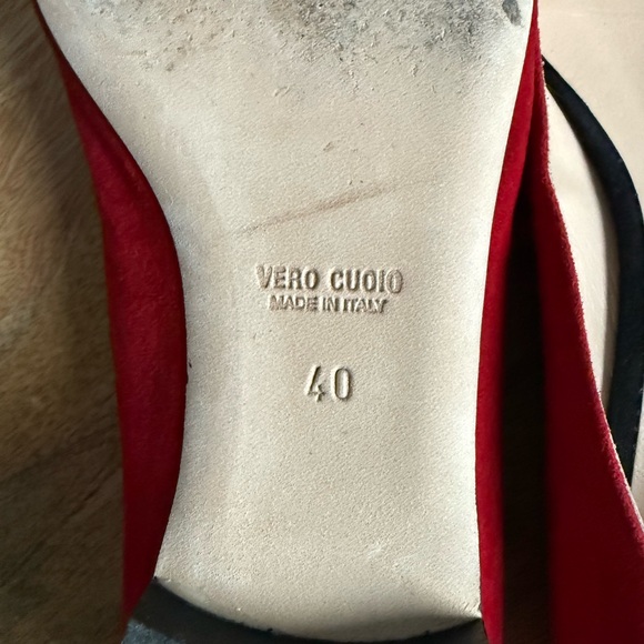 Pancaldi for Diane B. Red Velvet Suede Leather Flats sz: US 10/EU 40 - Picture 9 of 9